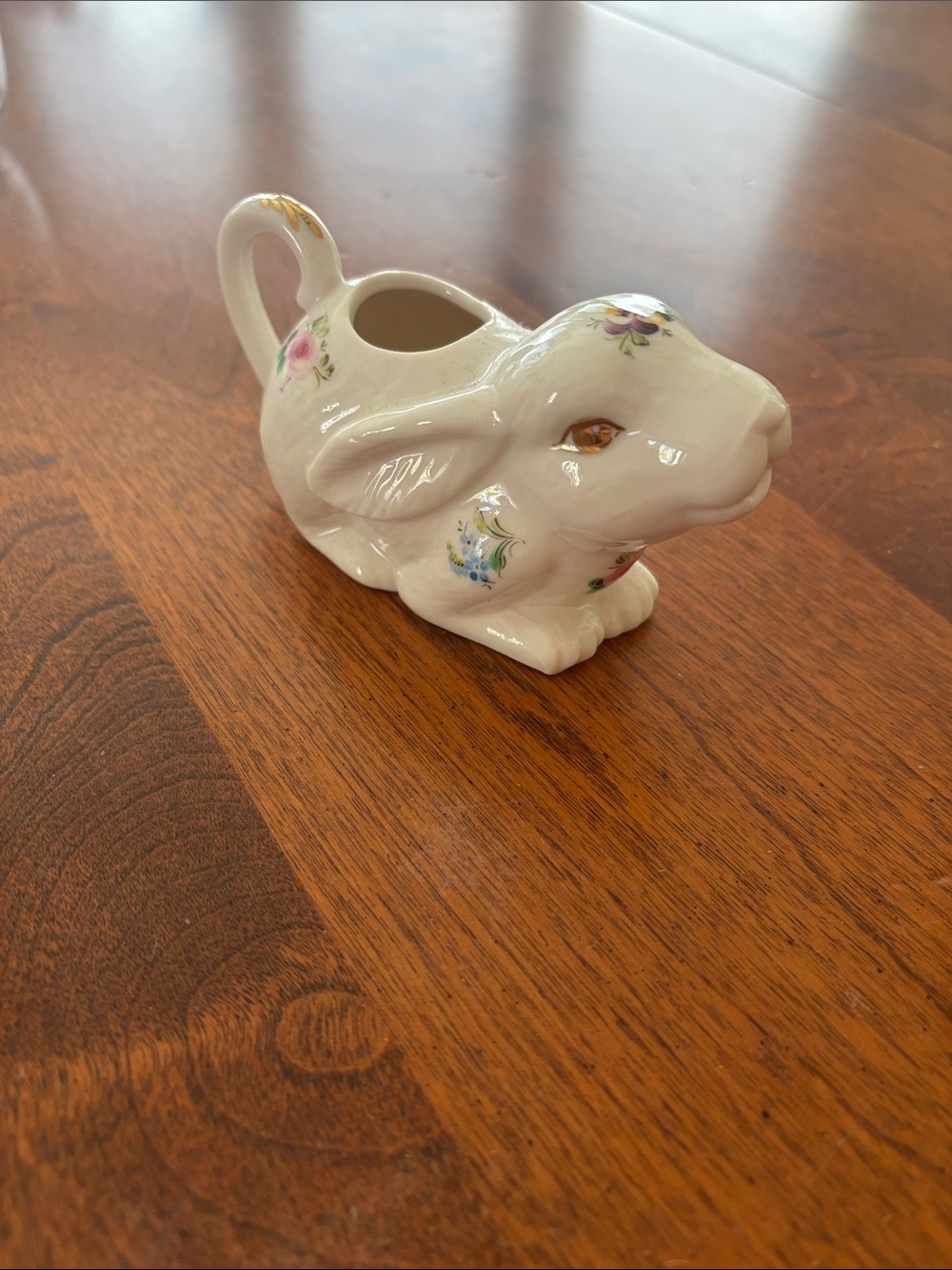 White Floral Porcelain Bunny creamer pitcher new